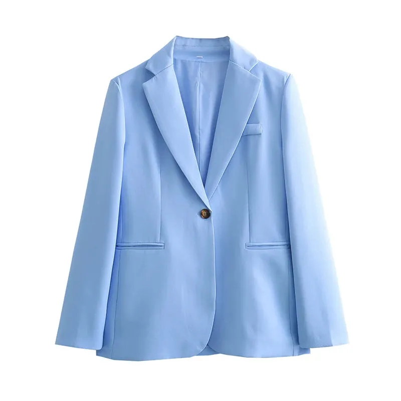 A&A Spring Blue Single Button Wide Leg Pant Suit