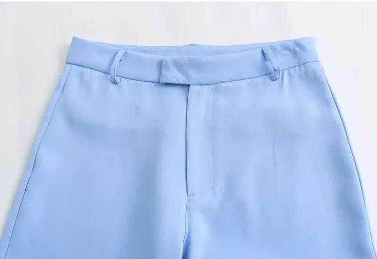 A&A Spring Blue Single Button Wide Leg Pant Suit