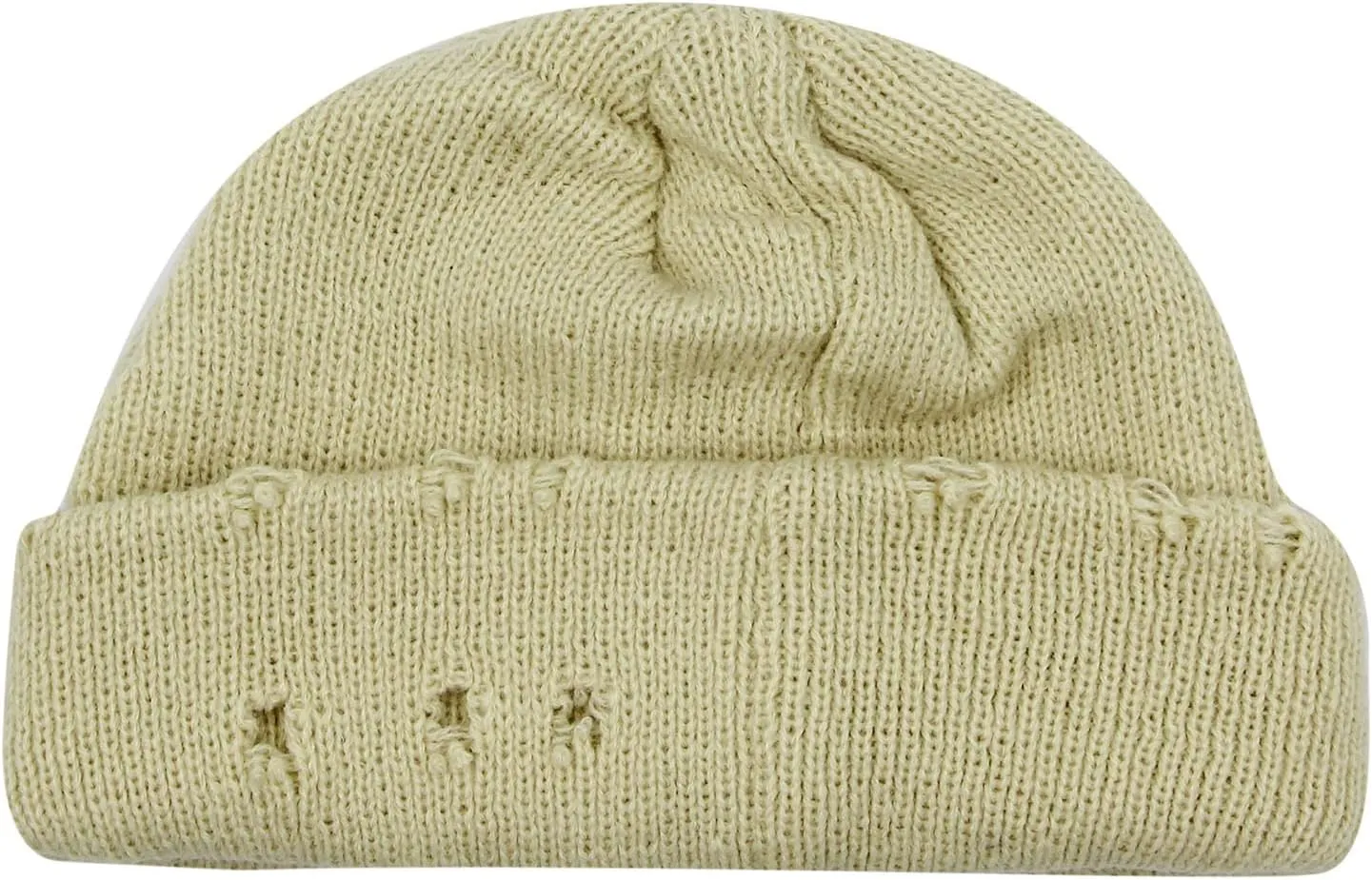 AIBEARTY Swag Short Fisherman Beanie for Men Women Rolled Cuff Beanie Skull Caps Wool Knit Winter Ski Hat with O Rings