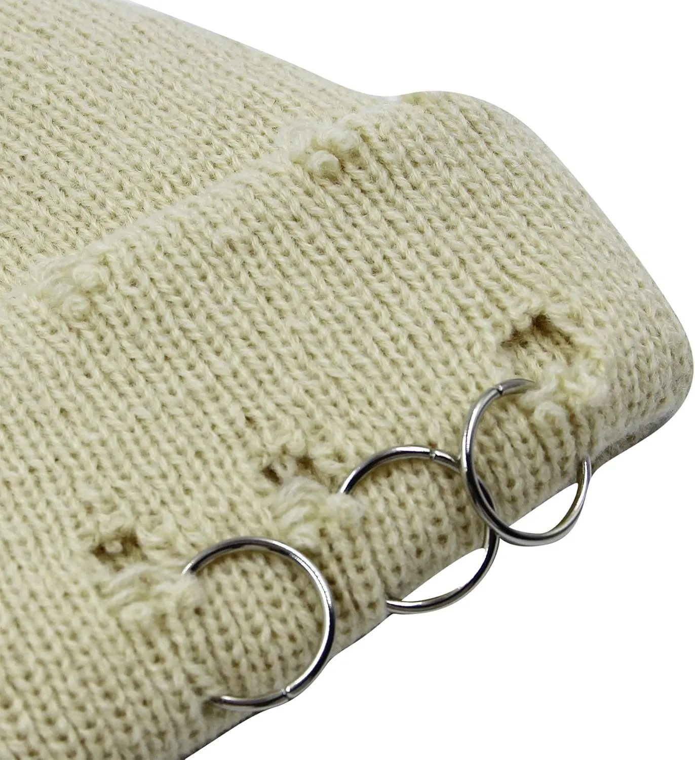 AIBEARTY Swag Short Fisherman Beanie for Men Women Rolled Cuff Beanie Skull Caps Wool Knit Winter Ski Hat with O Rings