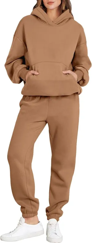 ANRABESS Womens 2 Piece Outfits Lounge Hoodie Oversized Sweatshirt Jogger Sweatpants Y2K Tracksuit Sweatsuit Set Fall Clothes