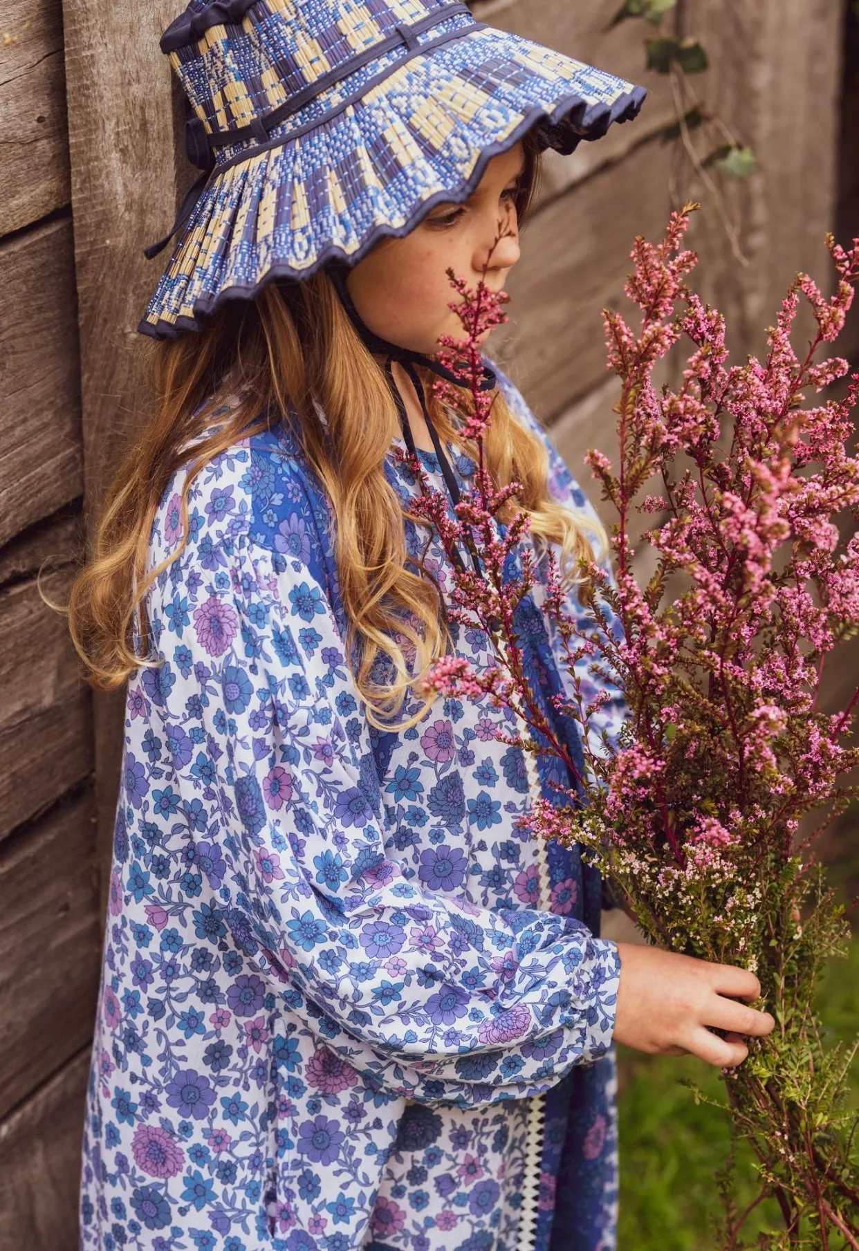 Athena Dress Blue Dahlia Patch and Lace