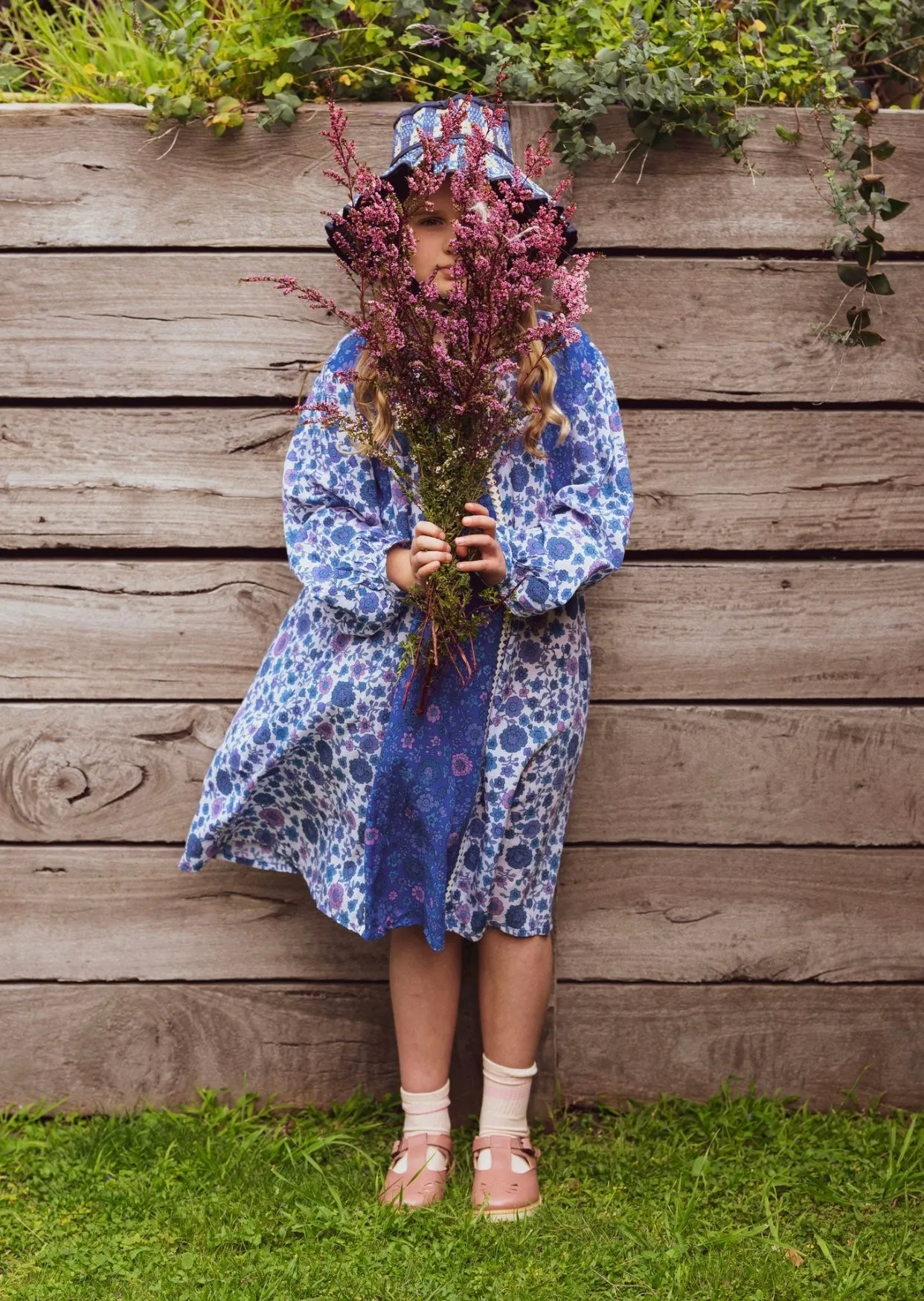 Athena Dress Blue Dahlia Patch and Lace
