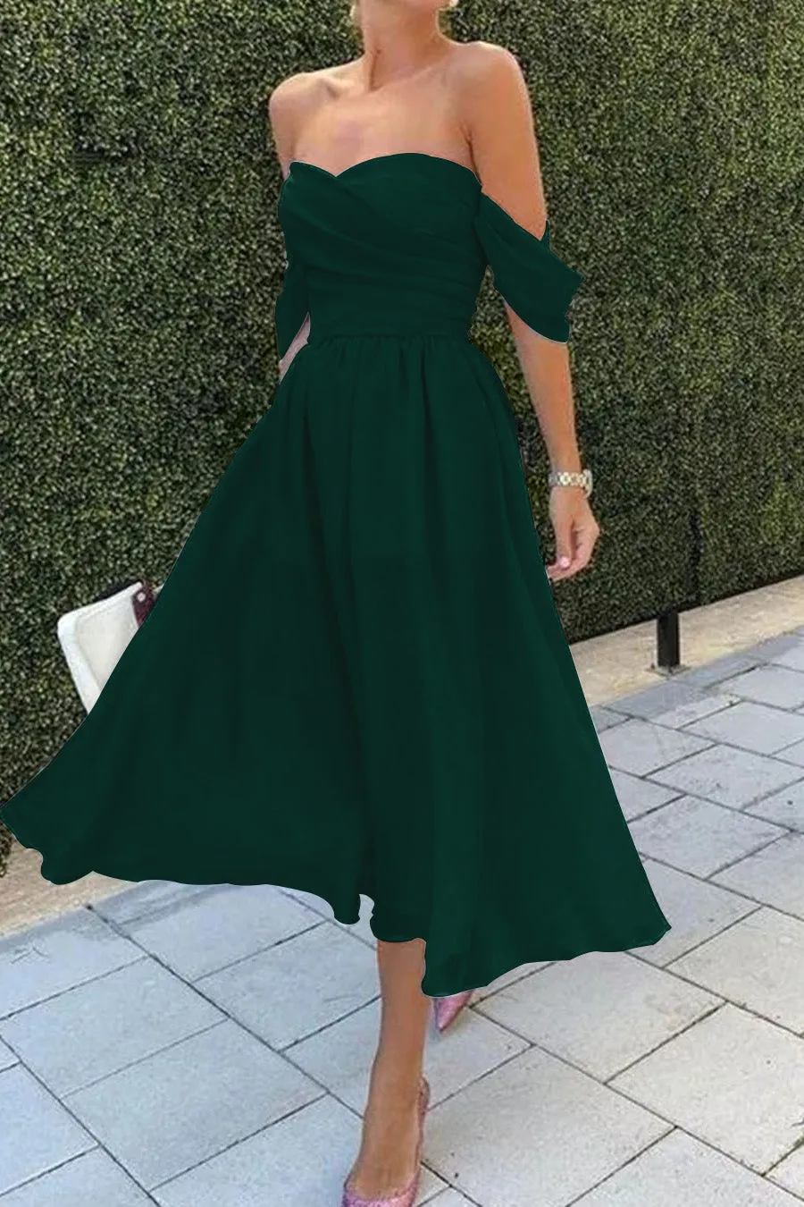 Baby Blue Off-the-Shoulder Strapless Short Evening Dress