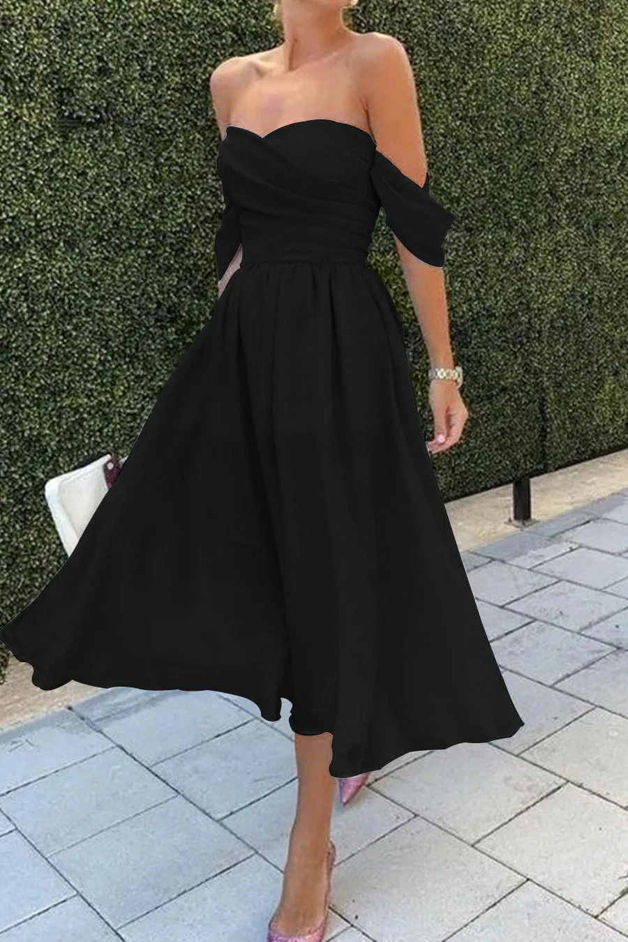 Baby Blue Off-the-Shoulder Strapless Short Evening Dress
