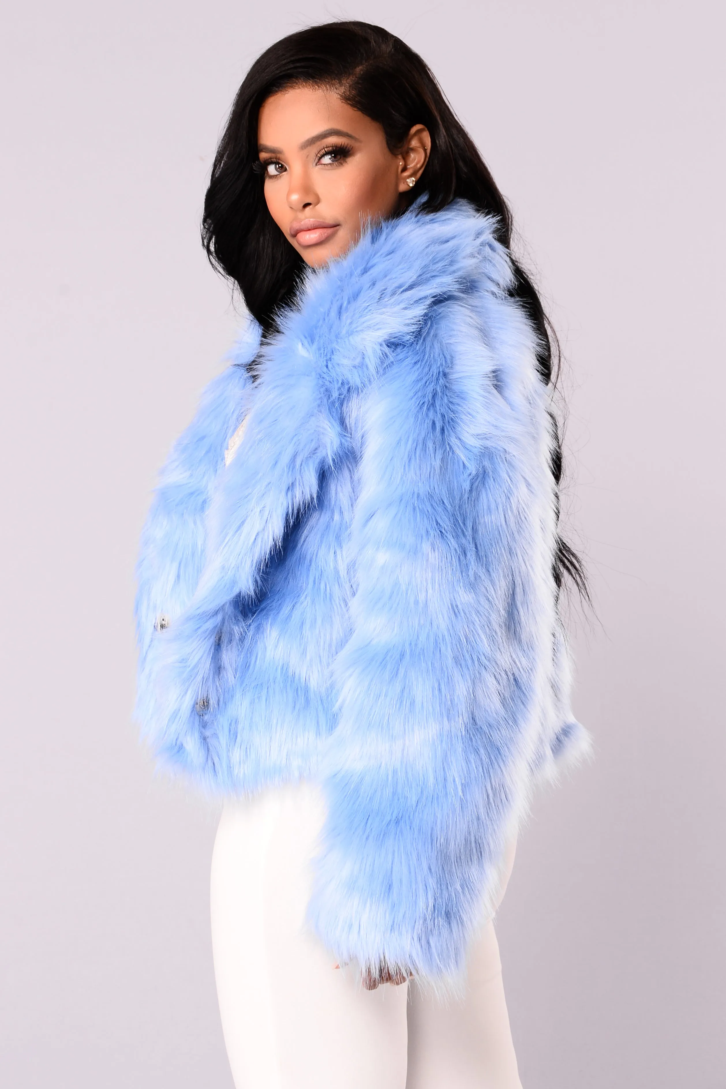 Baby Blues Faux Fur Jacket - Blue