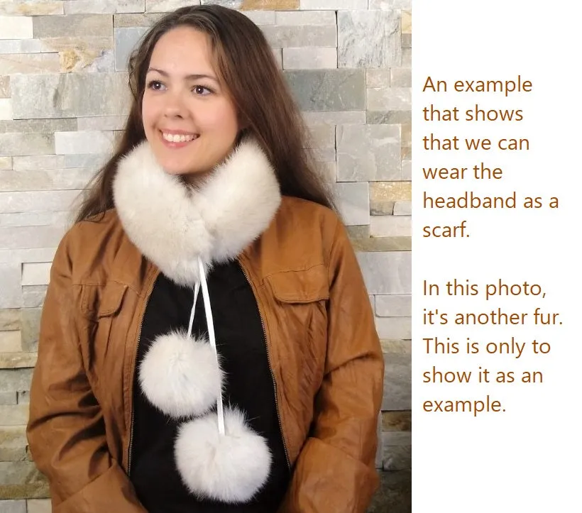 Beige Fox Fur Headband