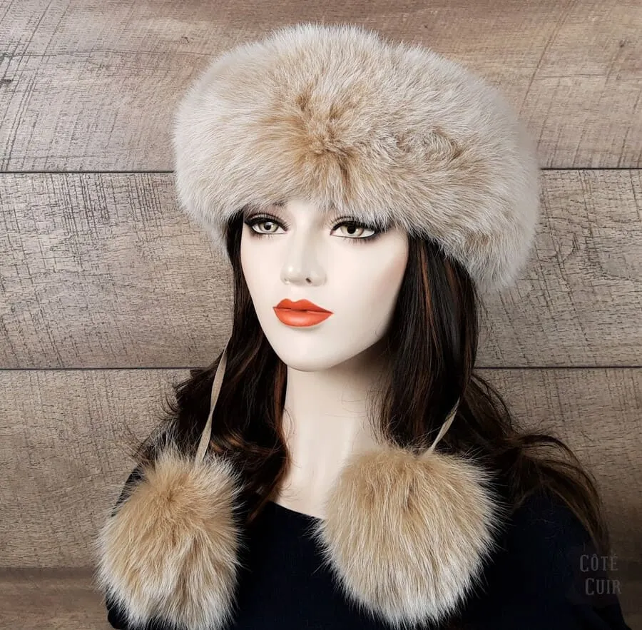 Beige Fox Fur Headband