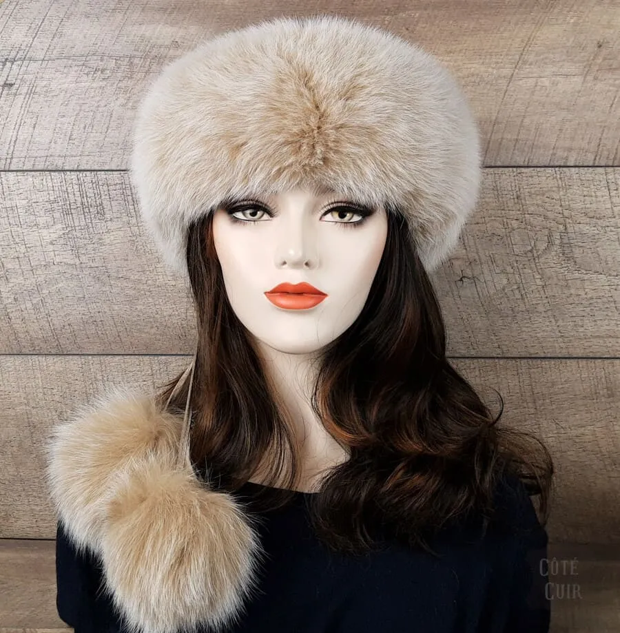 Beige Fox Fur Headband
