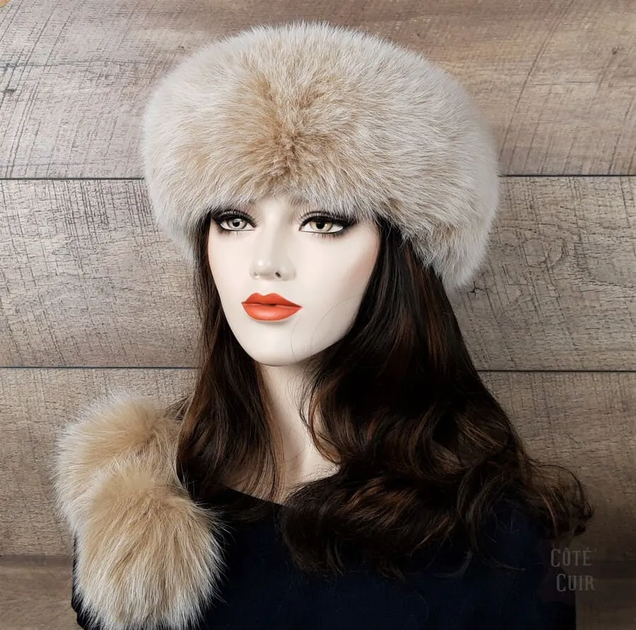 Beige Fox Fur Headband