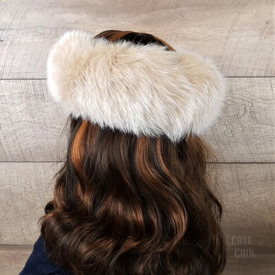 Beige Fox Fur Headband