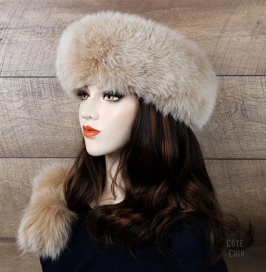Beige Fox Fur Headband