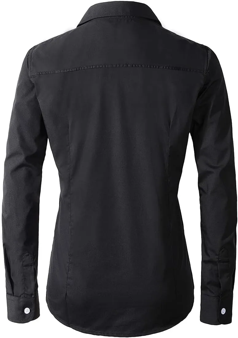 Beninos Womens Dress Shirts Long Sleeve Button Down Shirt Work Wear