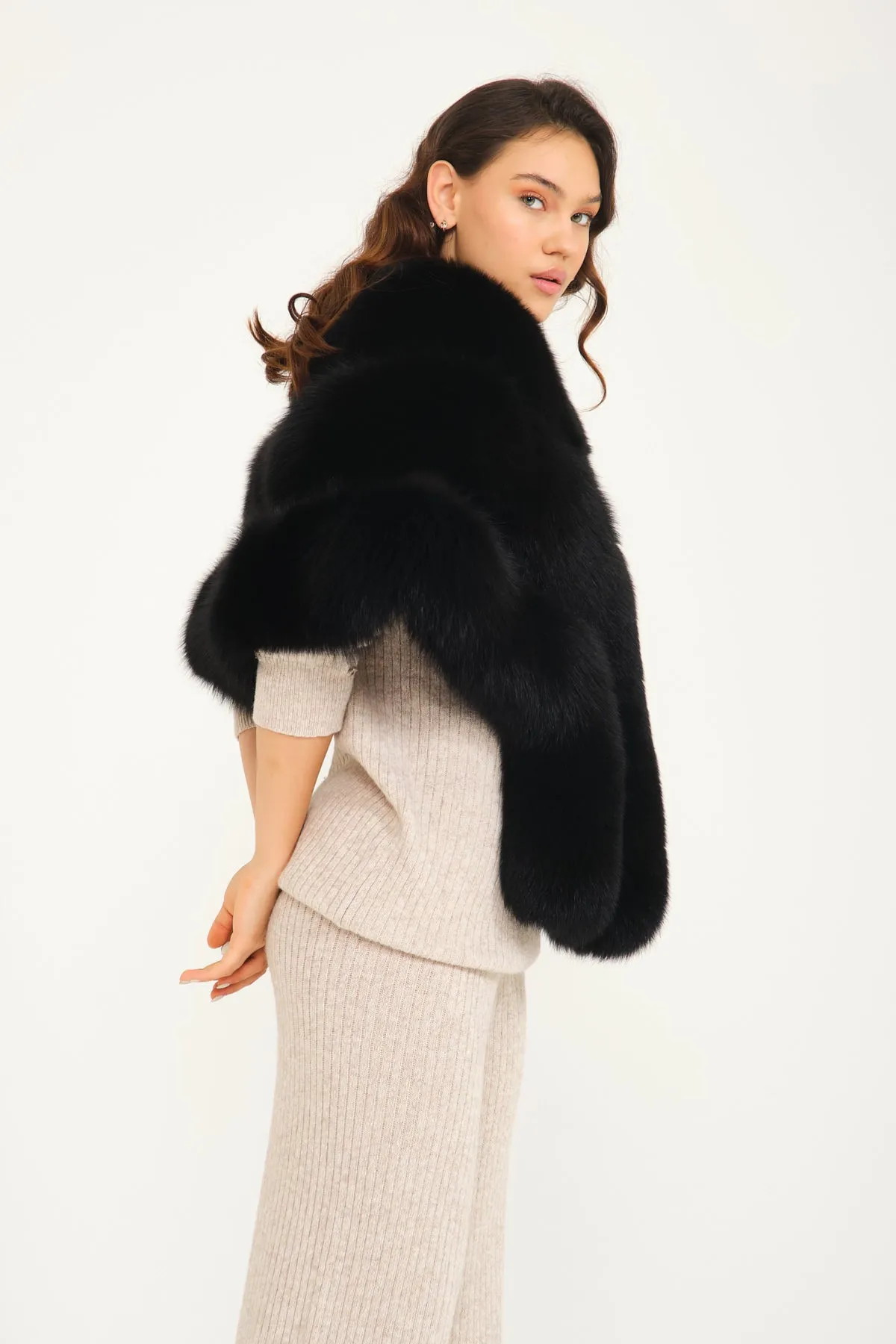 Black Fox Fur Shawl