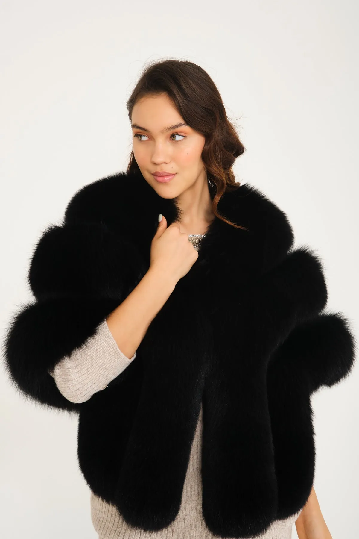 Black Fox Fur Shawl
