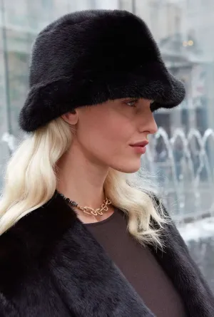 Black mink hat