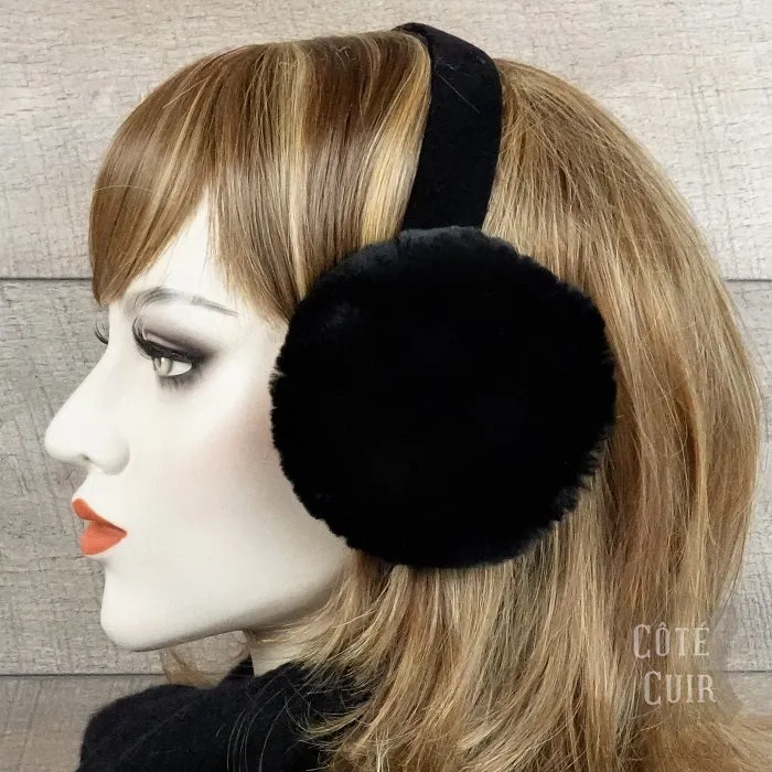 Black Sheared Beaver Fur Earmuffs