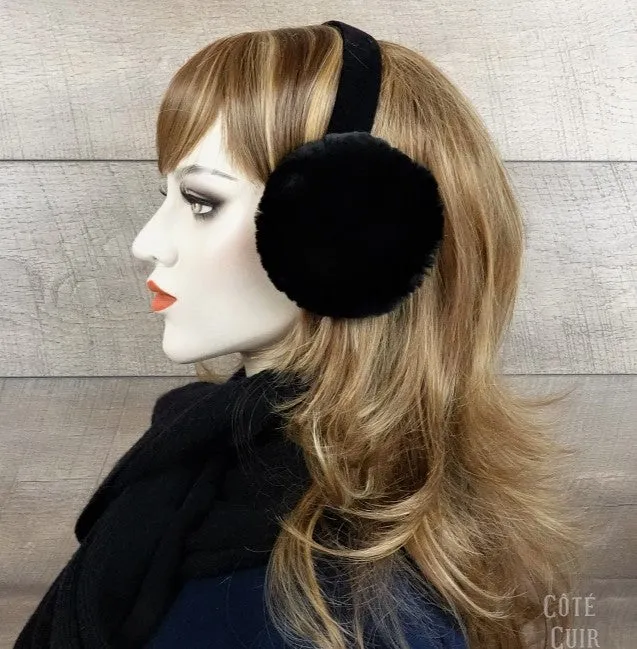 Black Sheared Beaver Fur Earmuffs