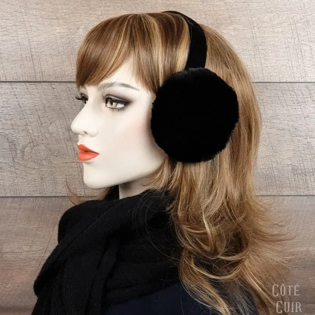 Black Sheared Beaver Fur Earmuffs