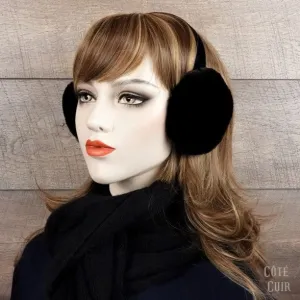 Black Sheared Beaver Fur Earmuffs