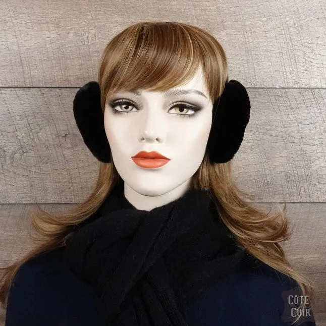 Black Sheared Beaver Fur Earmuffs