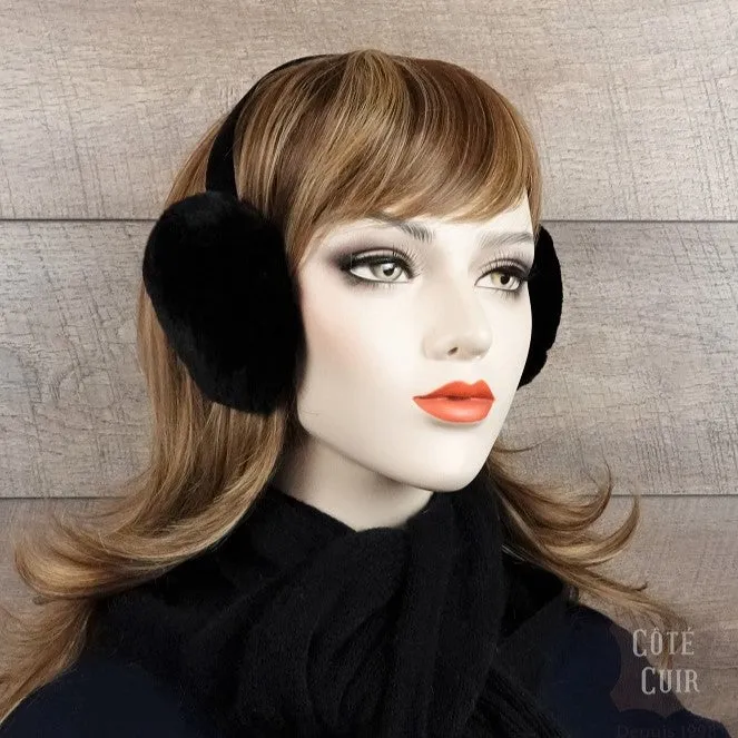 Black Sheared Beaver Fur Earmuffs
