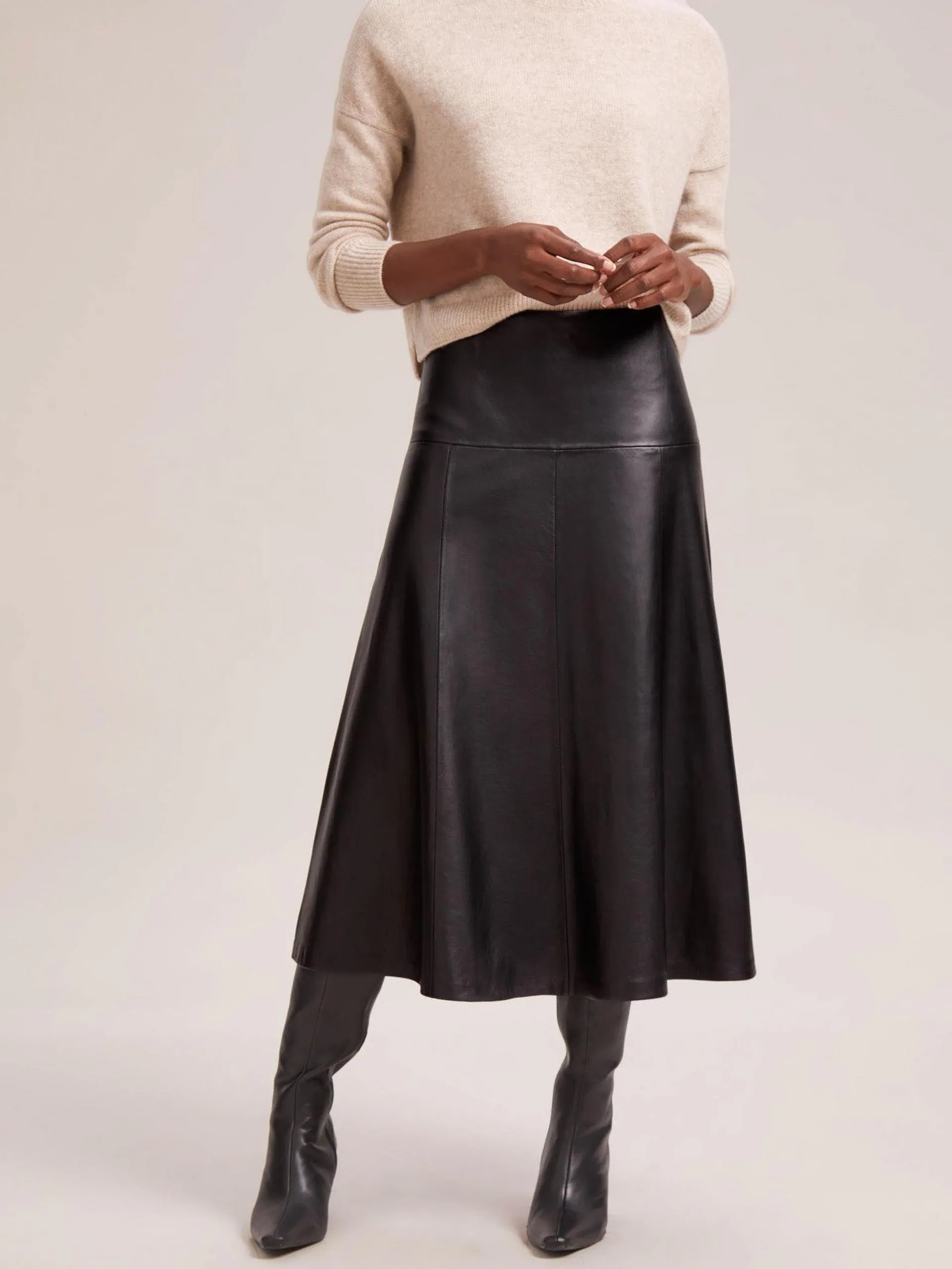 Black Sierra leather a-line maxi skirt
