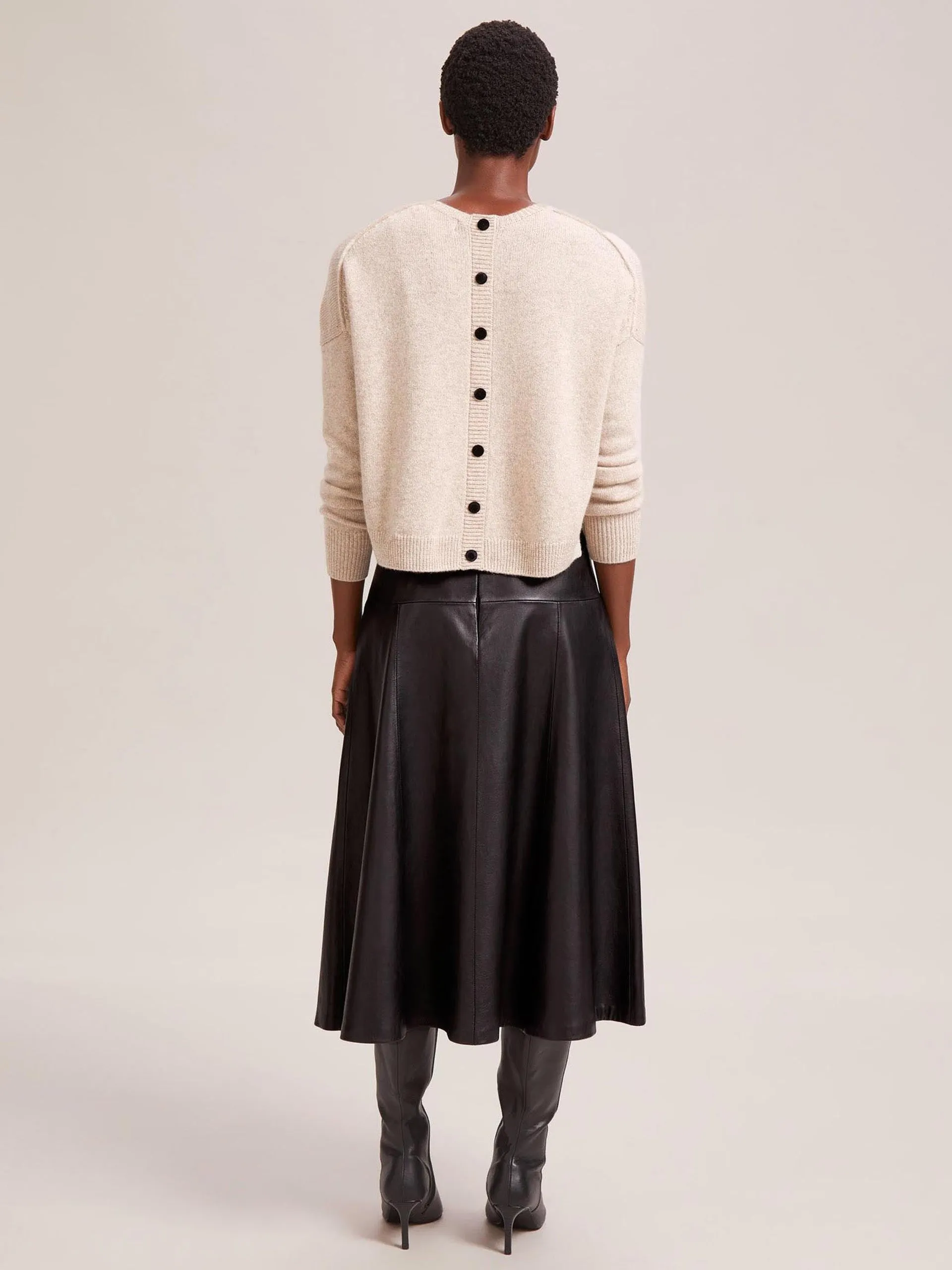 Black Sierra leather a-line maxi skirt