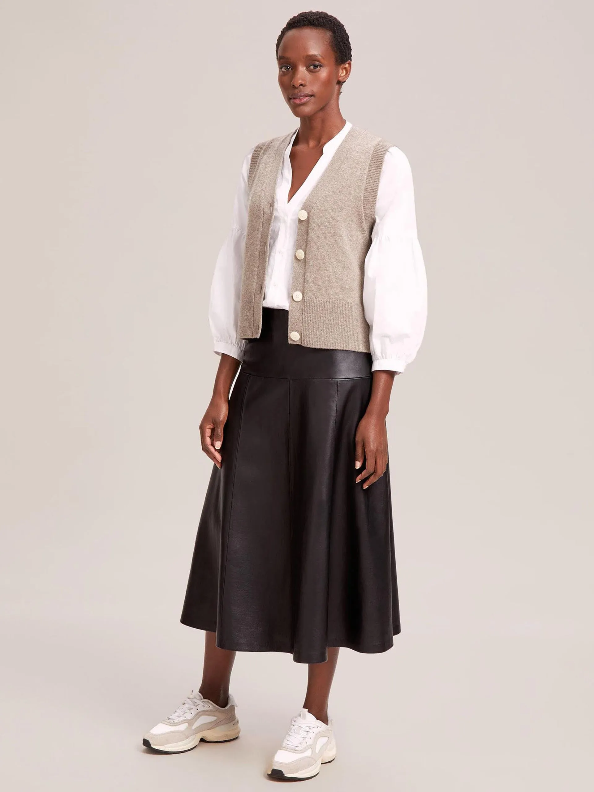 Black Sierra leather a-line maxi skirt