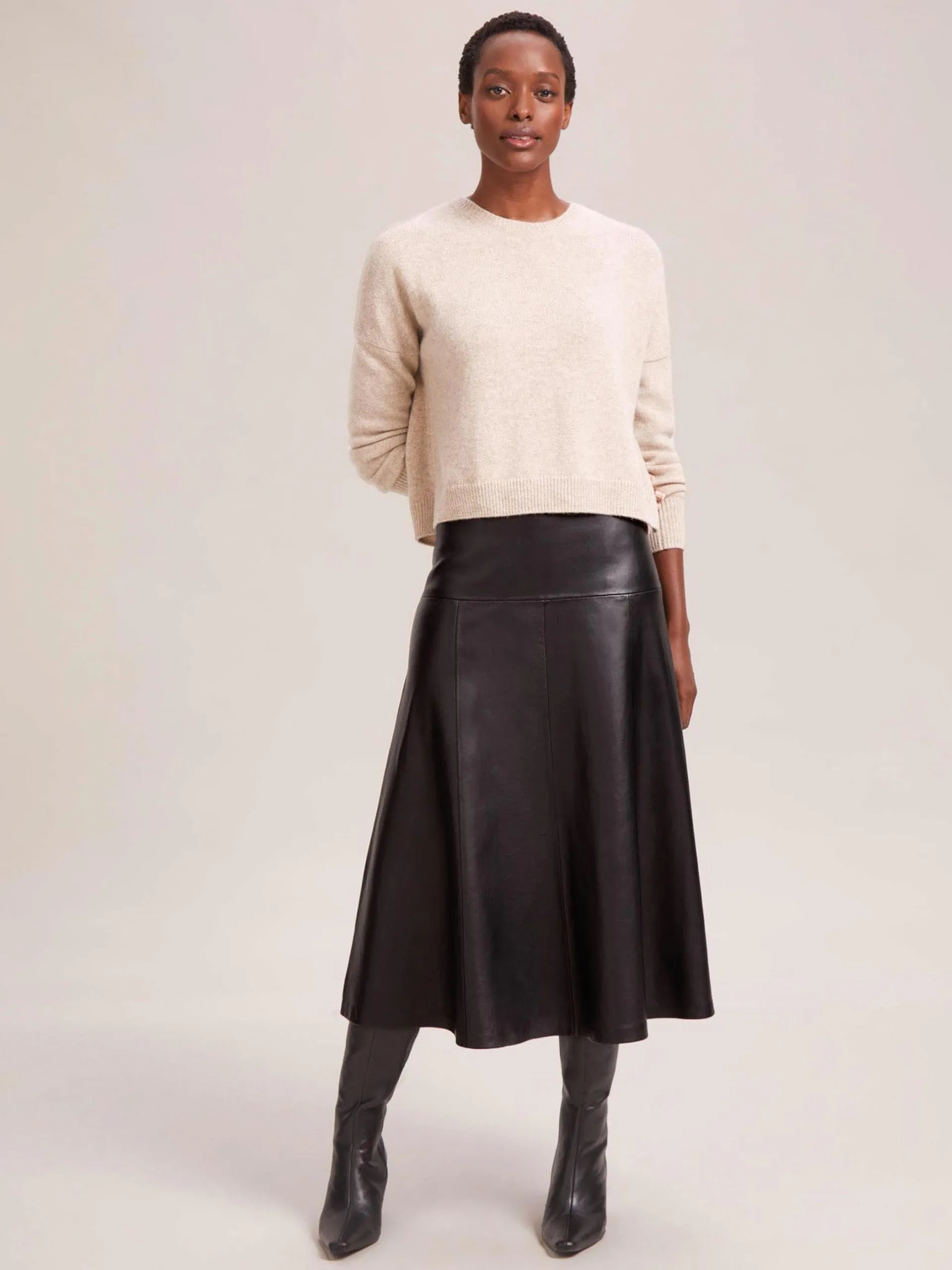 Black Sierra leather a-line maxi skirt