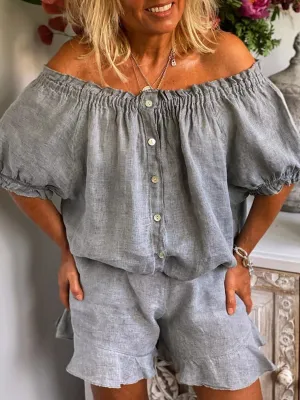 Casual Loose Short Sleeve Shirt Shorts Suit