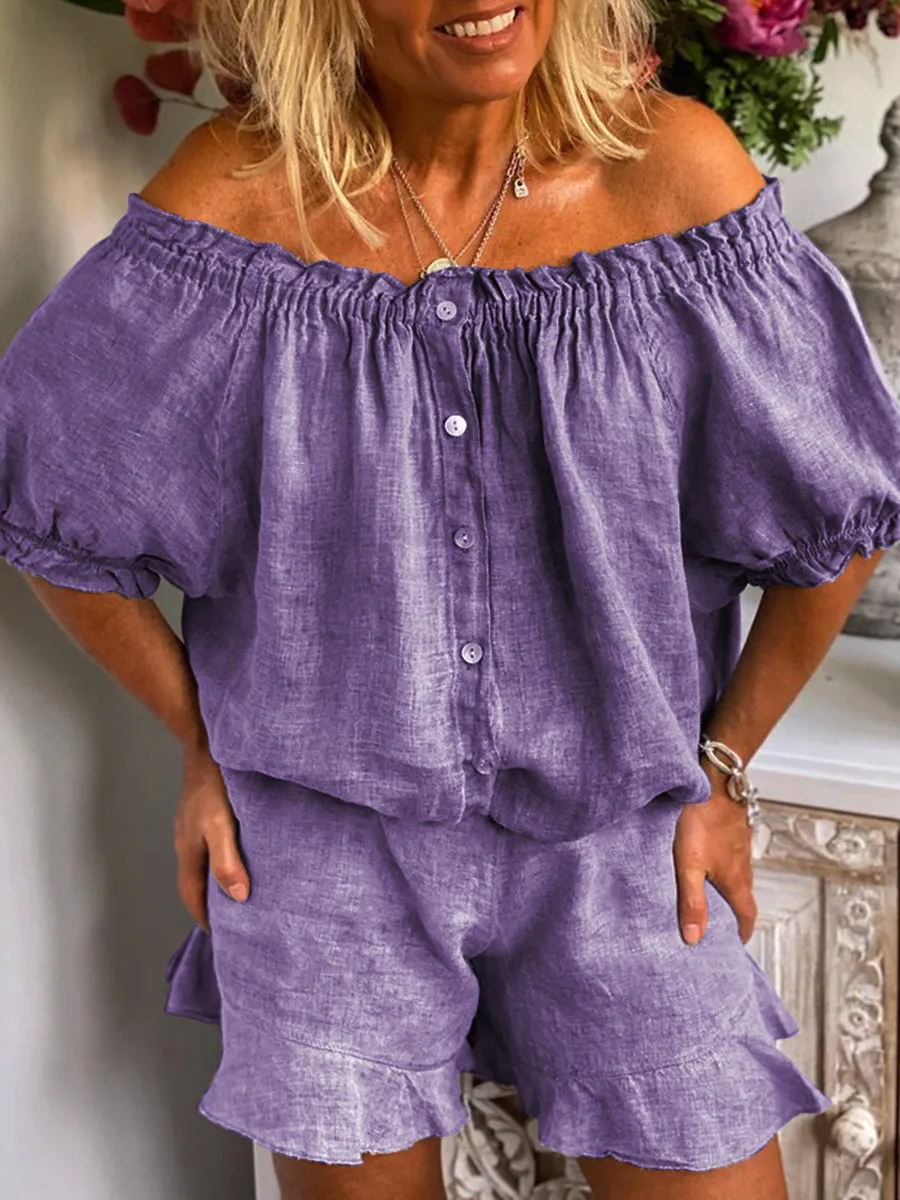 Casual Loose Short Sleeve Shirt Shorts Suit