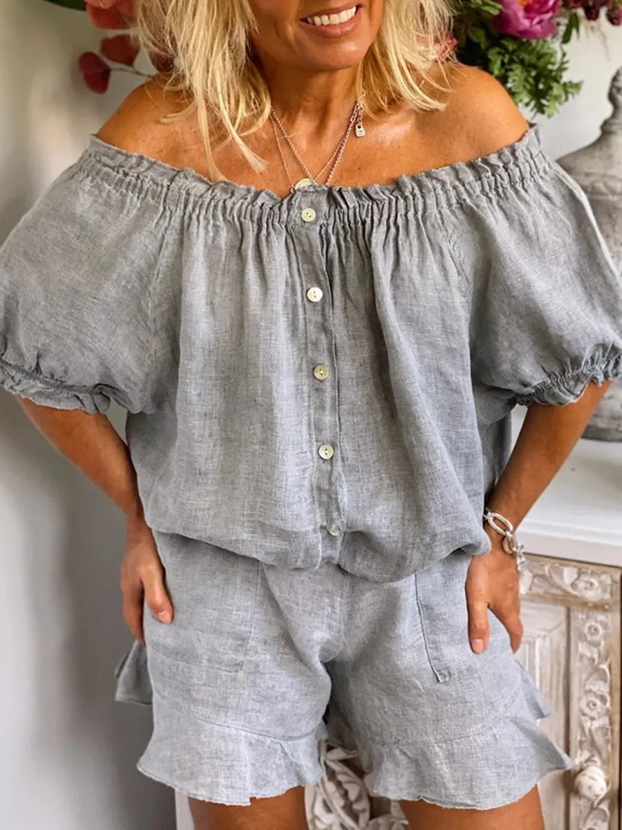 Casual Loose Short Sleeve Shirt Shorts Suit