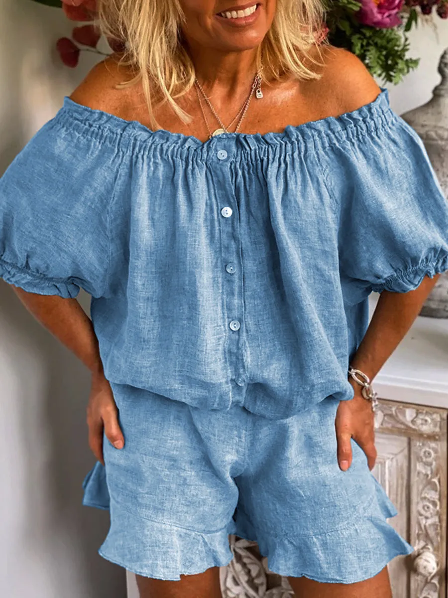 Casual Loose Short Sleeve Shirt Shorts Suit