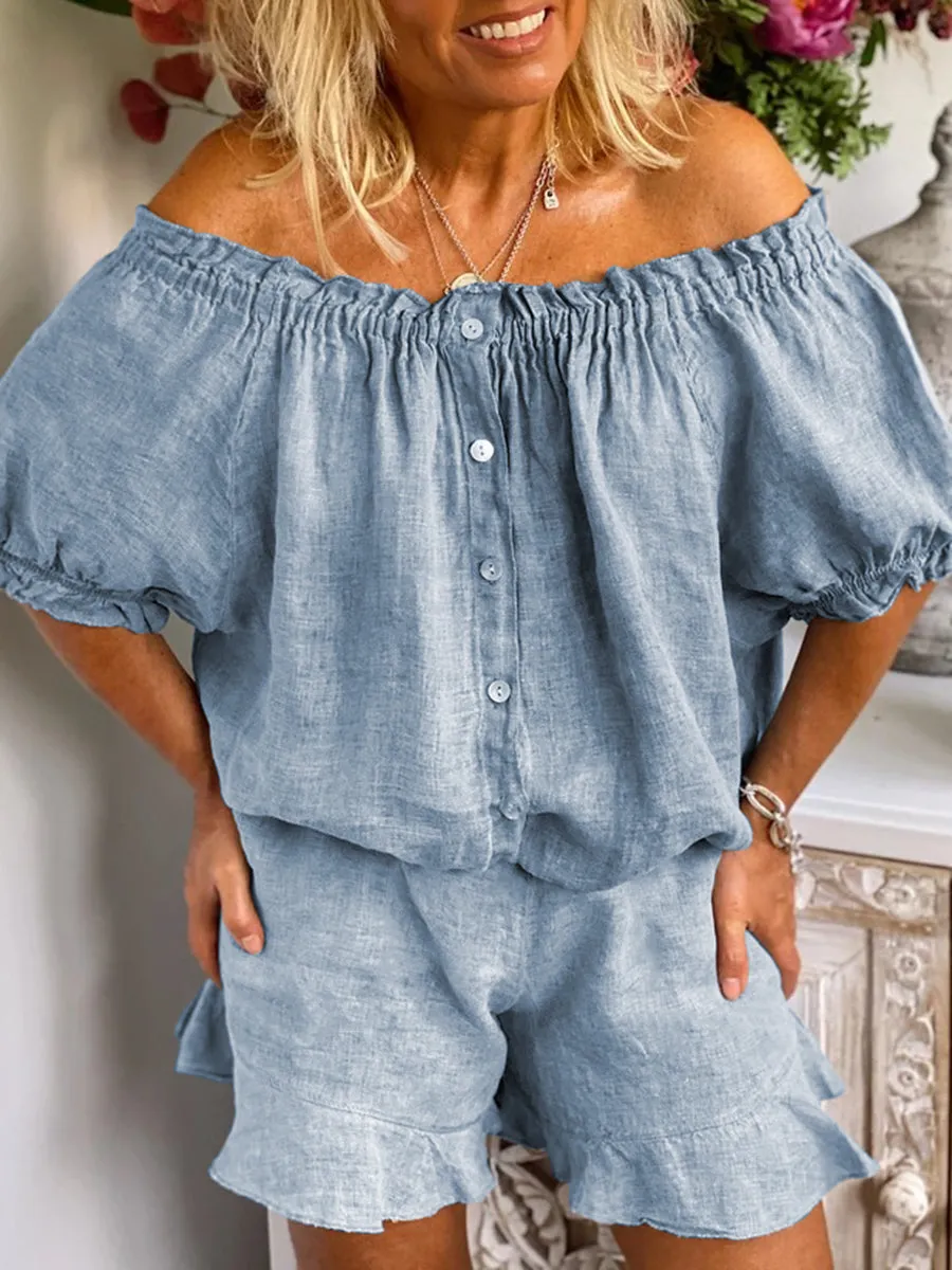Casual Loose Short Sleeve Shirt Shorts Suit