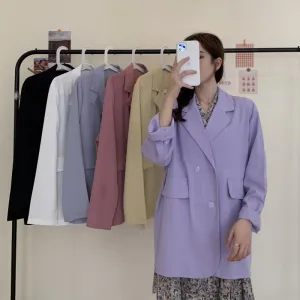Casual Retro Solid Colors Loose Suit Jacket