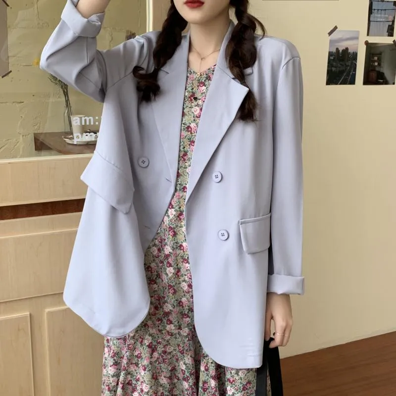 Casual Retro Solid Colors Loose Suit Jacket