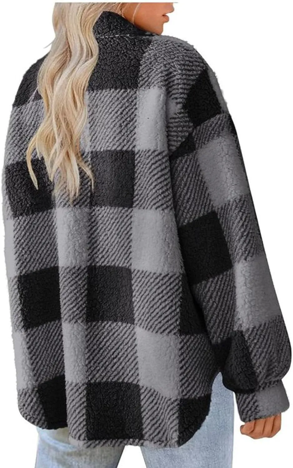 Ceboyel Womens 2023 Flannel Jacket Shackets Lapel Collar Plaid Shirt Fall Winter Trendy Clothes With Pockets