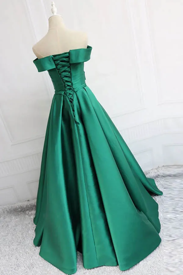 Charming Satin Prom Dress Off The Shoulder Evening Dress
