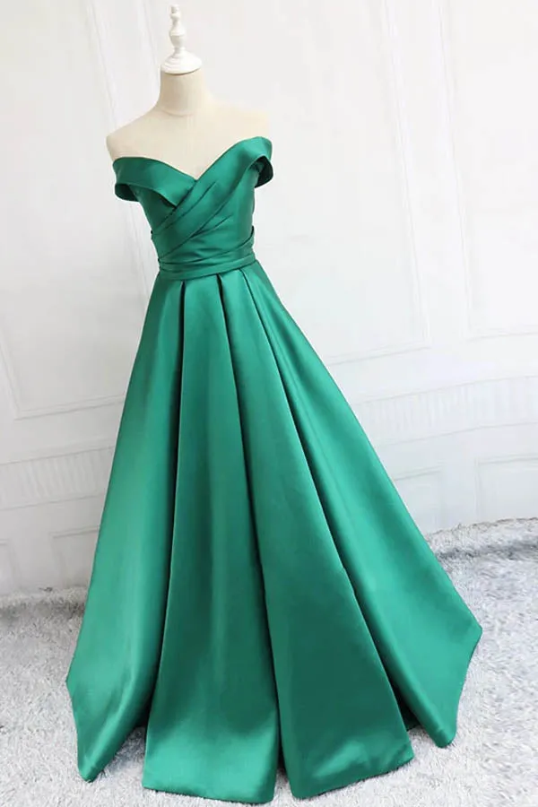 Charming Satin Prom Dress Off The Shoulder Evening Dress