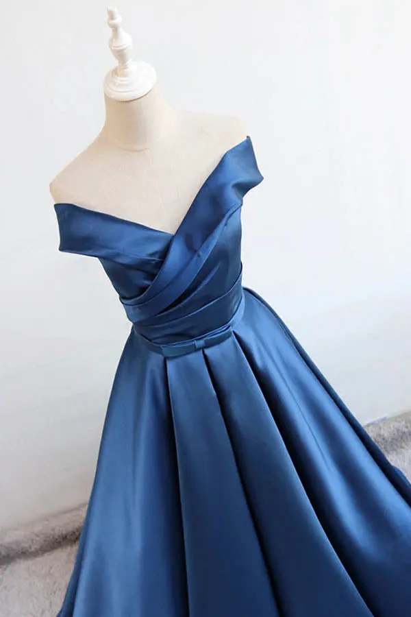 Charming Satin Prom Dress Off The Shoulder Evening Dress