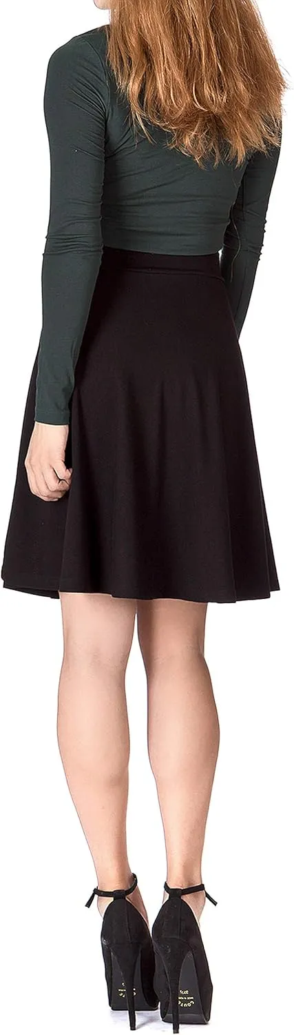 Dani's Choice Simple Stretch A-line Flared Knee Length Skirt