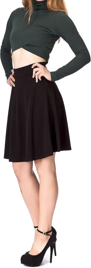 Dani's Choice Simple Stretch A-line Flared Knee Length Skirt