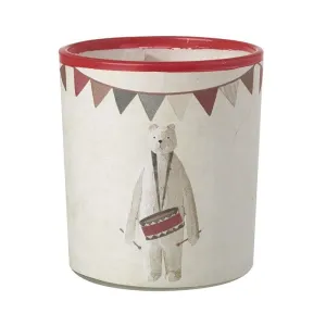 Drummer Polar Bear Christmas Candle Holder