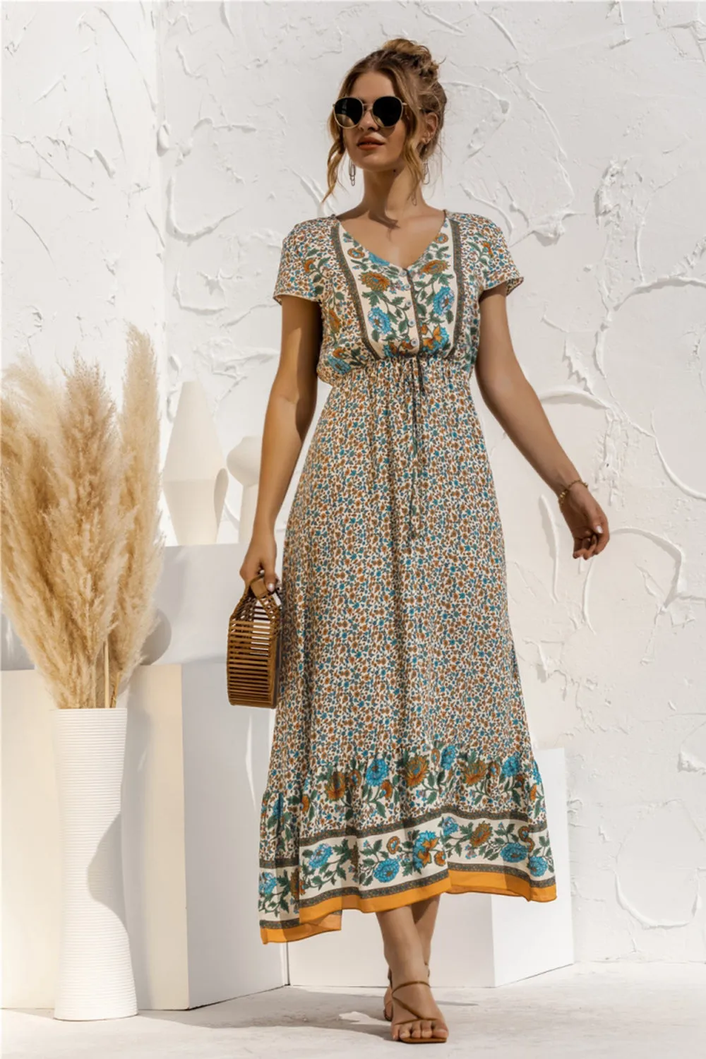 Floral Patchwork Long Dress