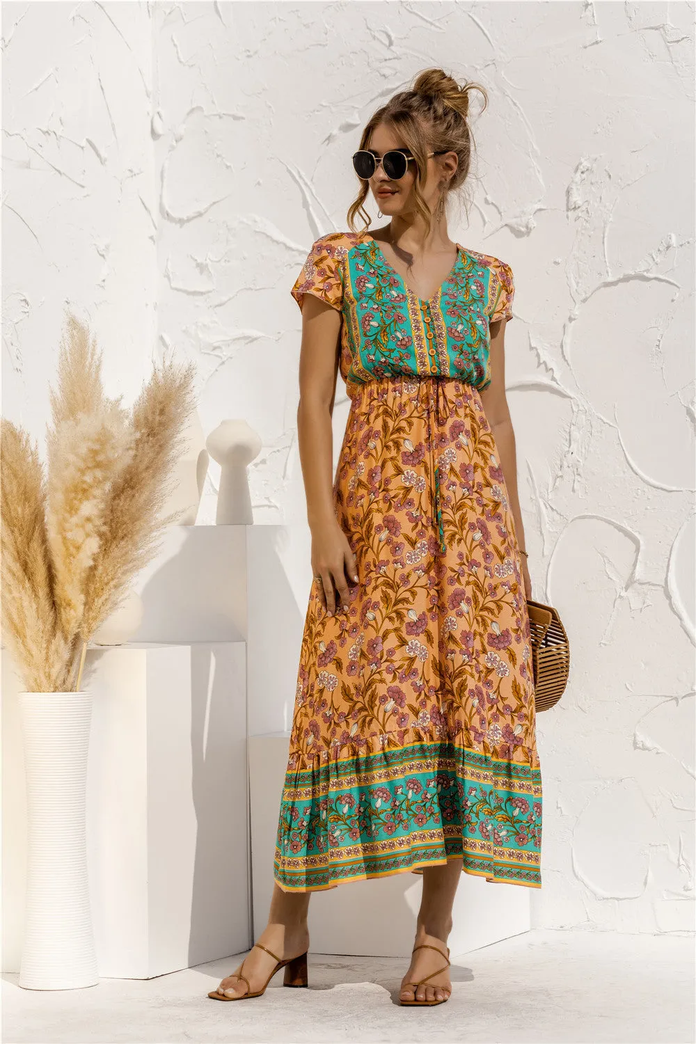 Floral Patchwork Long Dress