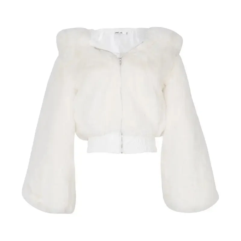 Fluffy Furry Faux Fur Crop Women's Coats