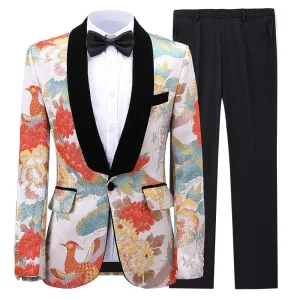 Formal Men's Suit Patterned 2 Piece Business Tuxedos (Blazer Pants)