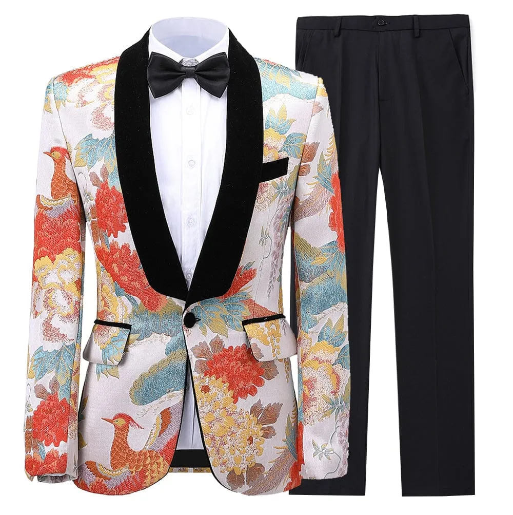 Formal Men's Suit Patterned 2 Piece Business Tuxedos (Blazer Pants)