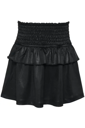 GBY Girls Black Faux Leather Pleated Skirt